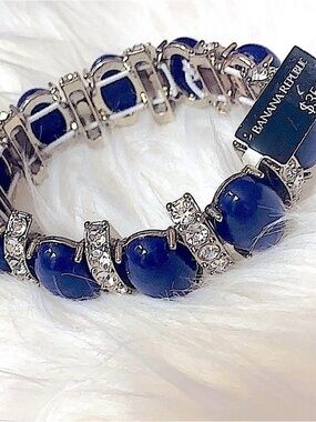 Banana Republic Royal Blue Stretch Tennis Bracelet with Crystal Accents